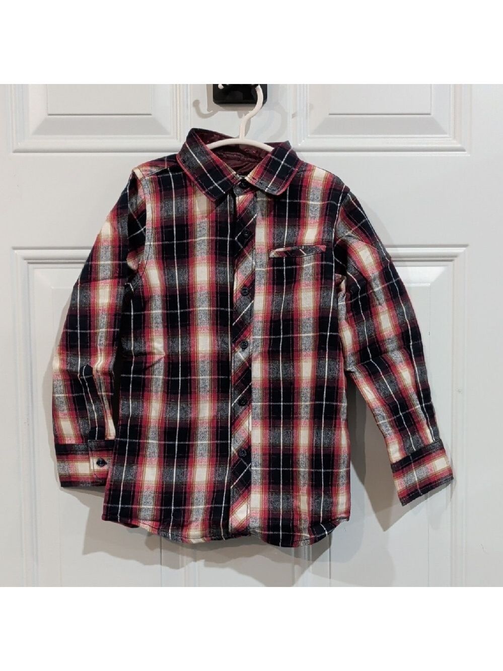 Boys DaVinci True Vintage Long Sleeve Button Down Red Plaid Sizes 4 & 7